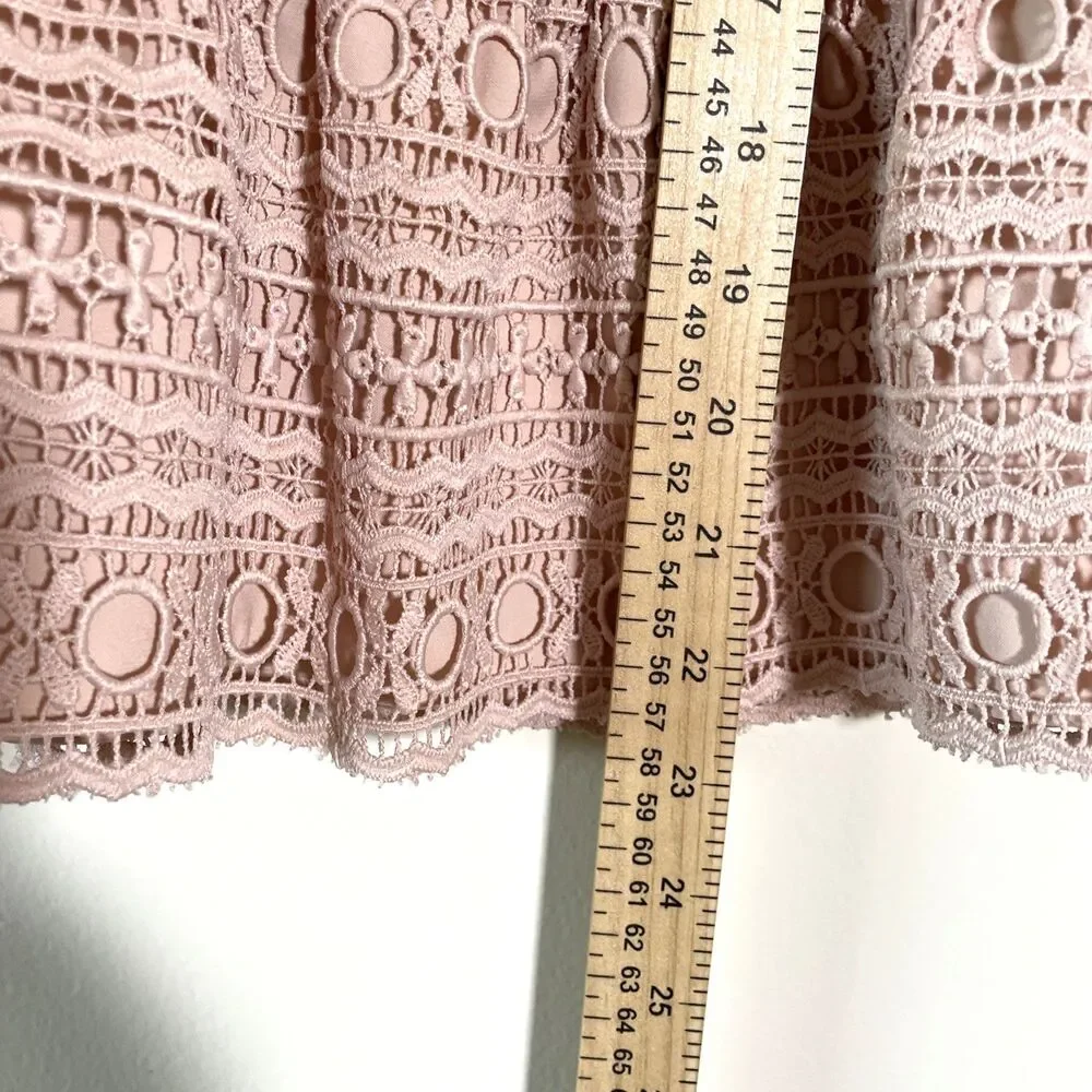 Kate Spade New York  Women's Pink Mixed Lace Short Sleeve Top Sz Small Coquette